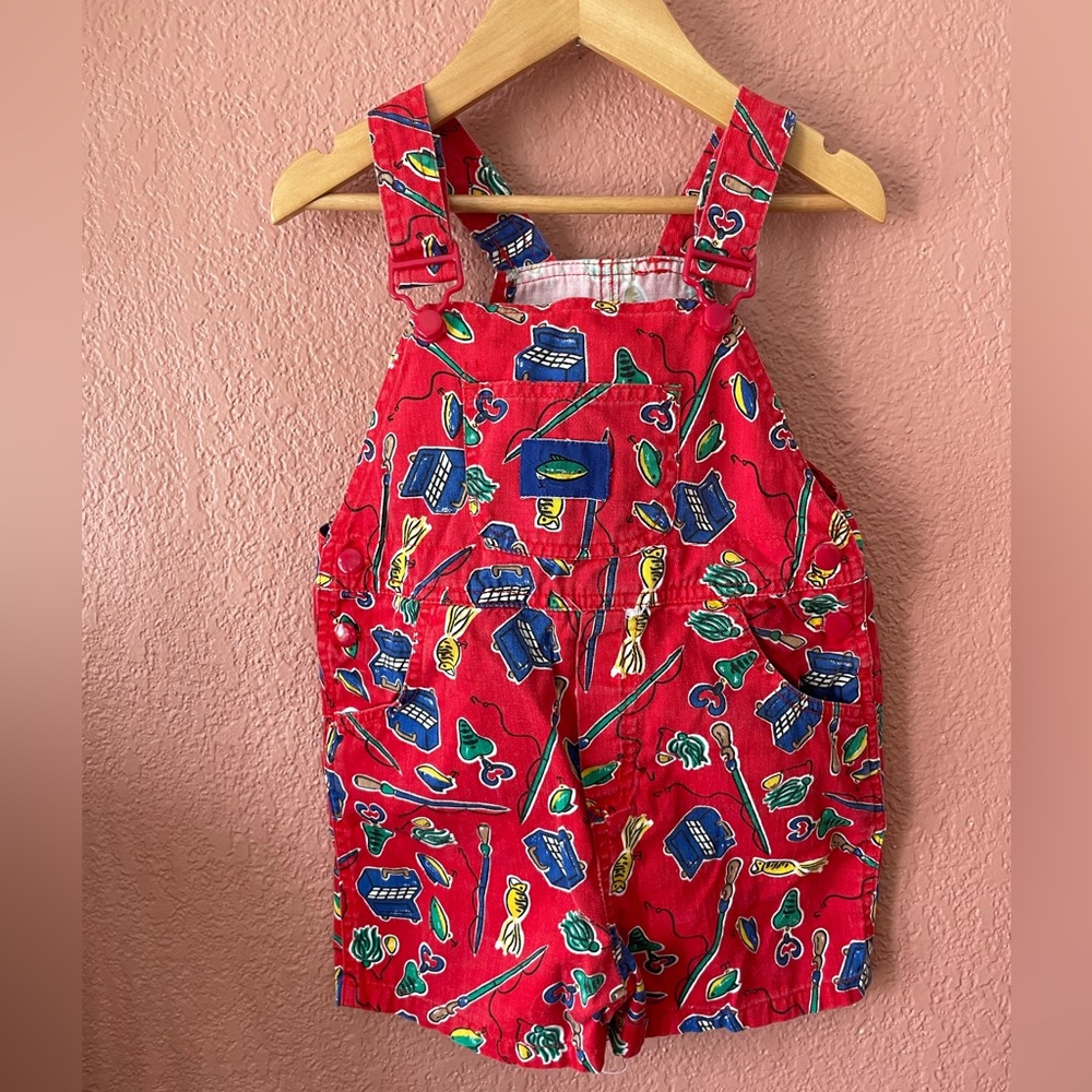 Vintage 80s Red Toddler Overalls